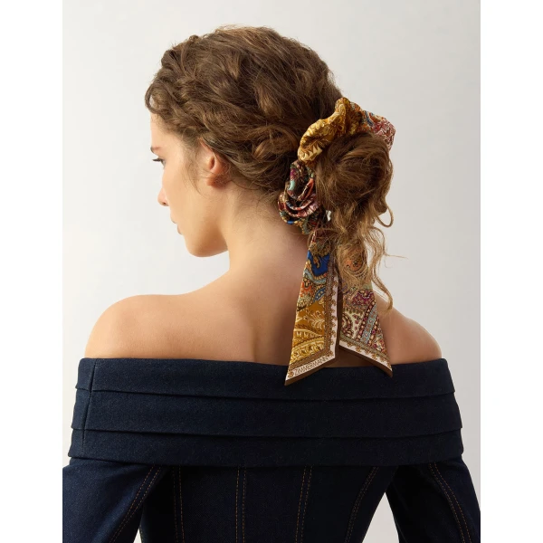 Zimmermann Printed Silk Tie Scrunchie in Multicolour, view 2