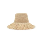 Zimmermann Raffia Fringe Bucket Hat in Beige | Hats | Coveti