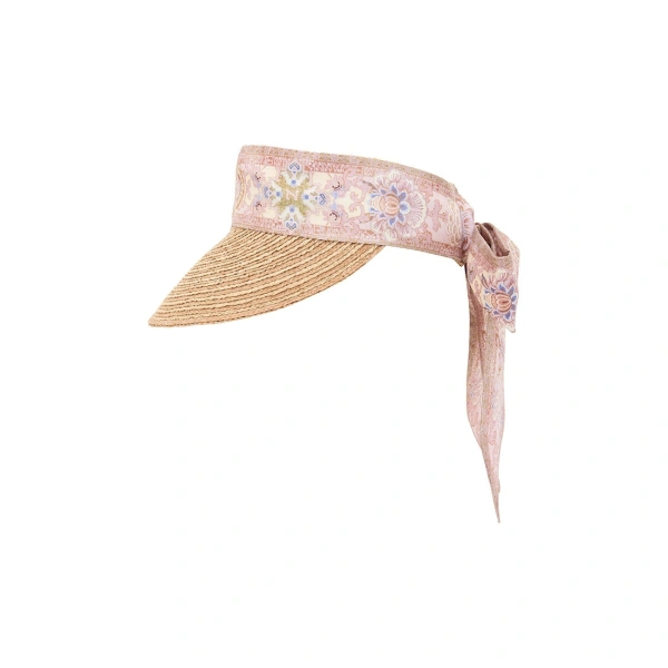 Zimmermann Raffia Visor in Beige | Hats | Coveti, view 3