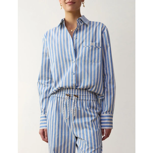 Zimmermann Stripe Boxy Shirt in Blue | Tops | Coveti, view 2
