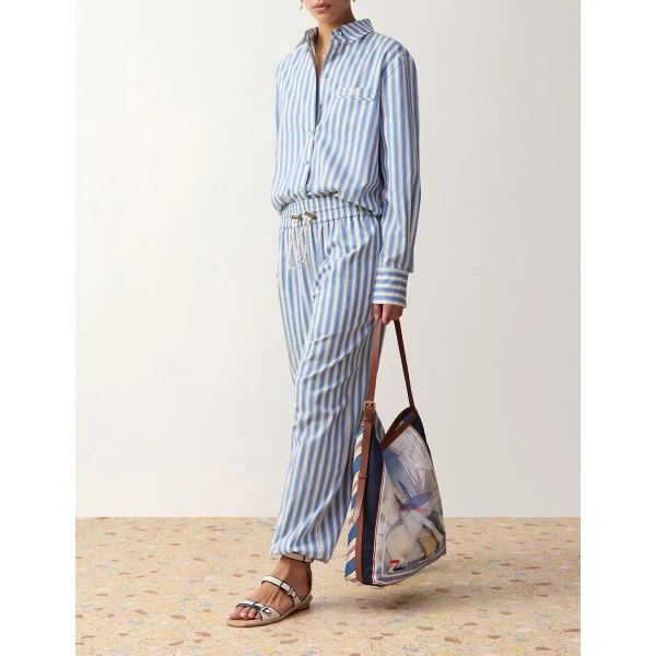 Zimmermann Stripe Boxy Shirt in Blue | Tops | Coveti, view 3