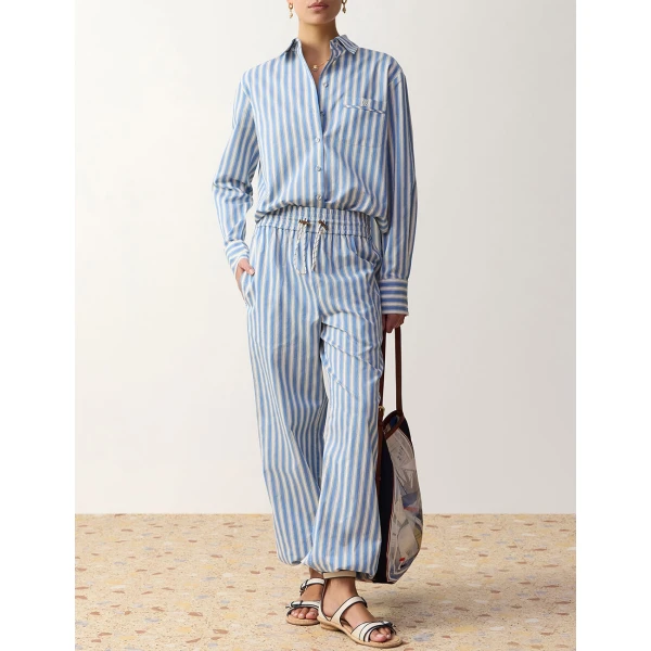 Zimmermann Stripe Harem in Blue | Pants | Coveti, view 2