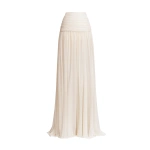 Zuhair Murad Draped Chiffon Long Skirt in Eggnog | Maxi Skirts | Coveti