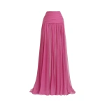 Zuhair Murad Draped Chiffon Long Skirt in Violet Quartz | Maxi Skirts | Coveti