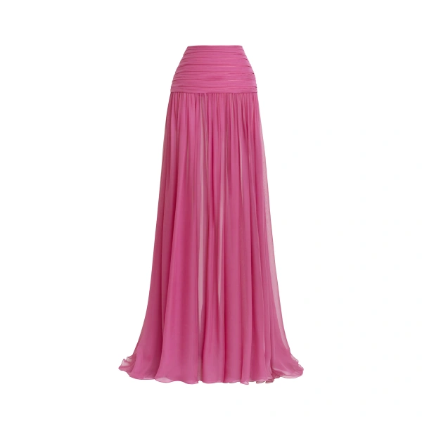 Draped Chiffon Long Skirt in Violet Quartz