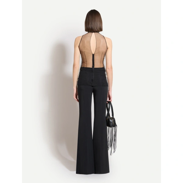Zuhair Murad Embroidered Halter Top in Black and Silver | Sequin & Embellished Tops | Coveti