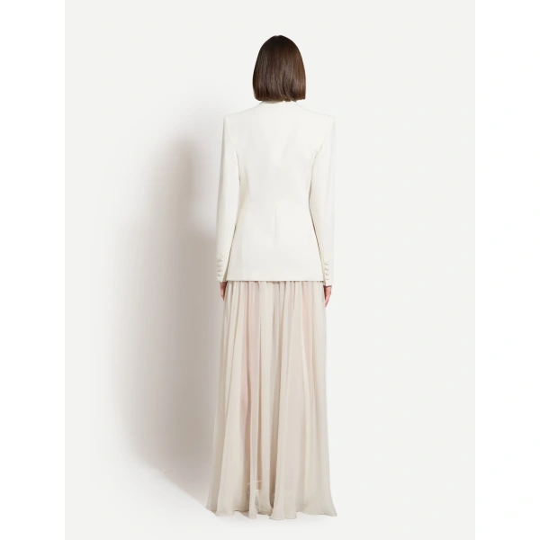 Zuhair Murad Embroidered Jacket in Eggnog and Silver | Blazers | Coveti