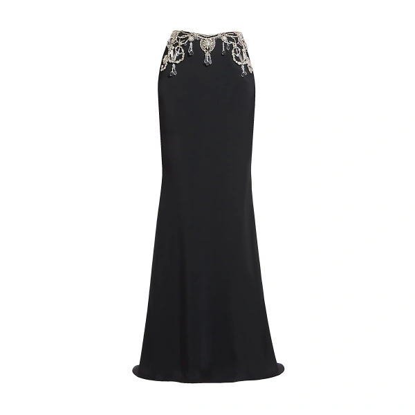 Embroidered Skirt in Black and Silver