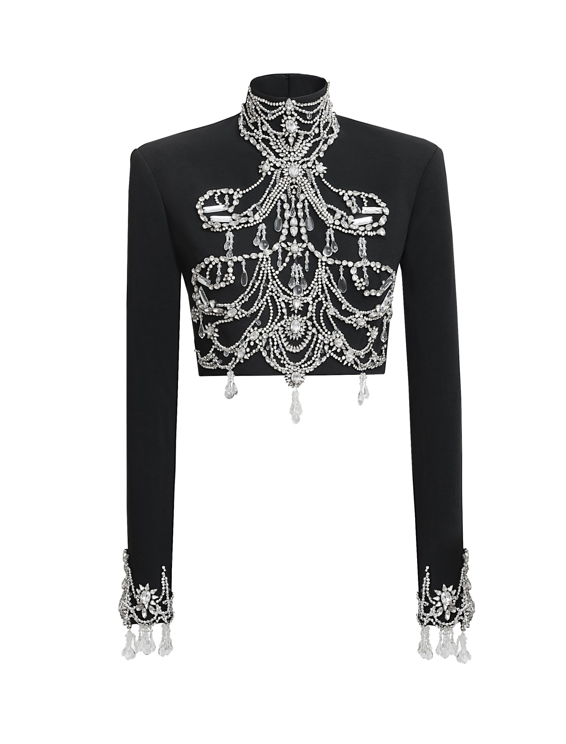 Zuhair Murad Embroidered Top in Black and Silver Zuhair Murad Embroidered Top in Black and Silver | Sequin & Embellished Tops | Coveti