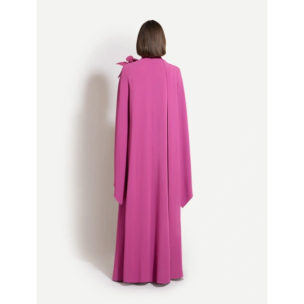 Zuhair Murad Floral Detail Cady Long Coat in Violet Quartz | Cape Coats | Coveti