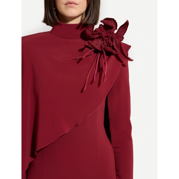 Zuhair Murad Floral Detail Cady Long Dress in Tawny Port | Evening Gowns | Coveti