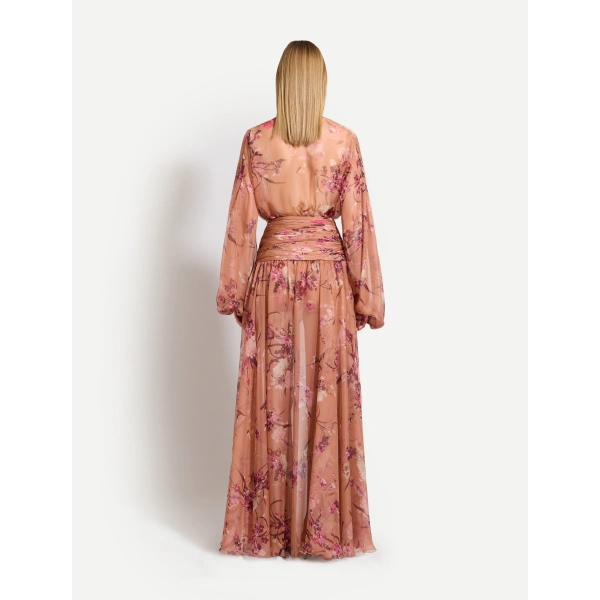 Zuhair Murad Floral Printed Chiffon Blouse in Flying Flower Sunburn | Blouses | Coveti