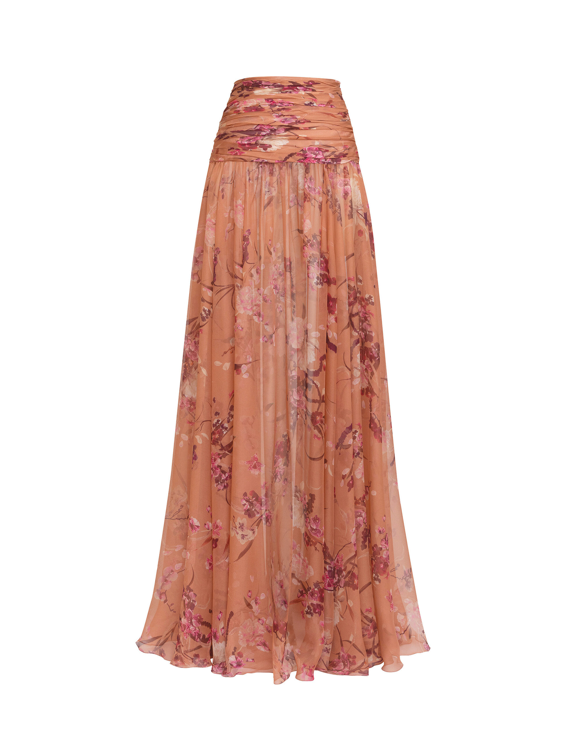 Zuhair Murad Floral Printed Chiffon Long Skirt in Flying Flower Sunburn Zuhair Murad Floral Printed Chiffon Long Skirt in Flying Flower Sunburn | Maxi Skirts | Coveti