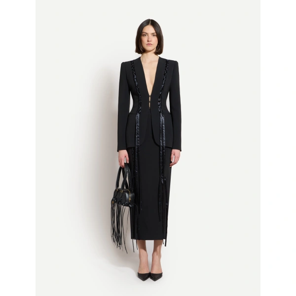 Zuhair Murad Lace-Up Cady Ankle Skirt in Black | Pencil Skirts | Coveti