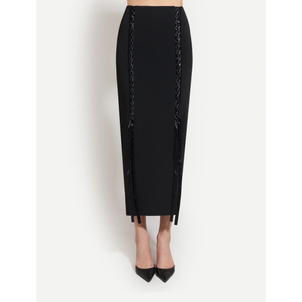 Zuhair Murad Lace-Up Cady Ankle Skirt in Black | Pencil Skirts | Coveti