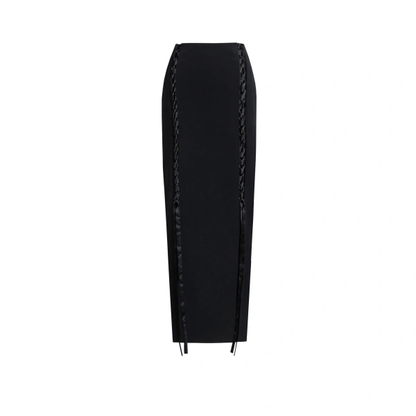 Lace-Up Cady Ankle Skirt in Black