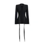 Zuhair Murad Lace-Up Cady Jacket in Black | Blazers | Coveti