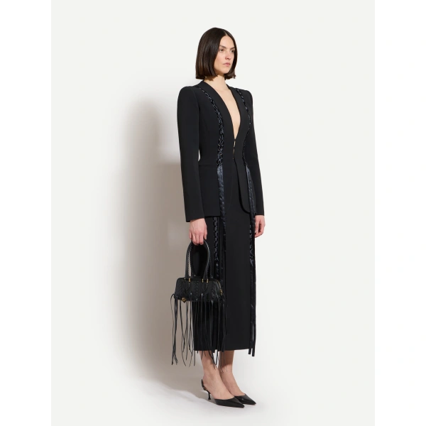 Zuhair Murad Lace-Up Cady Jacket in Black | Blazers | Coveti