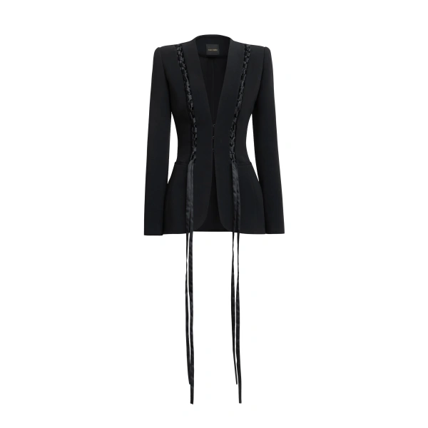 Lace-Up Cady Jacket in Black