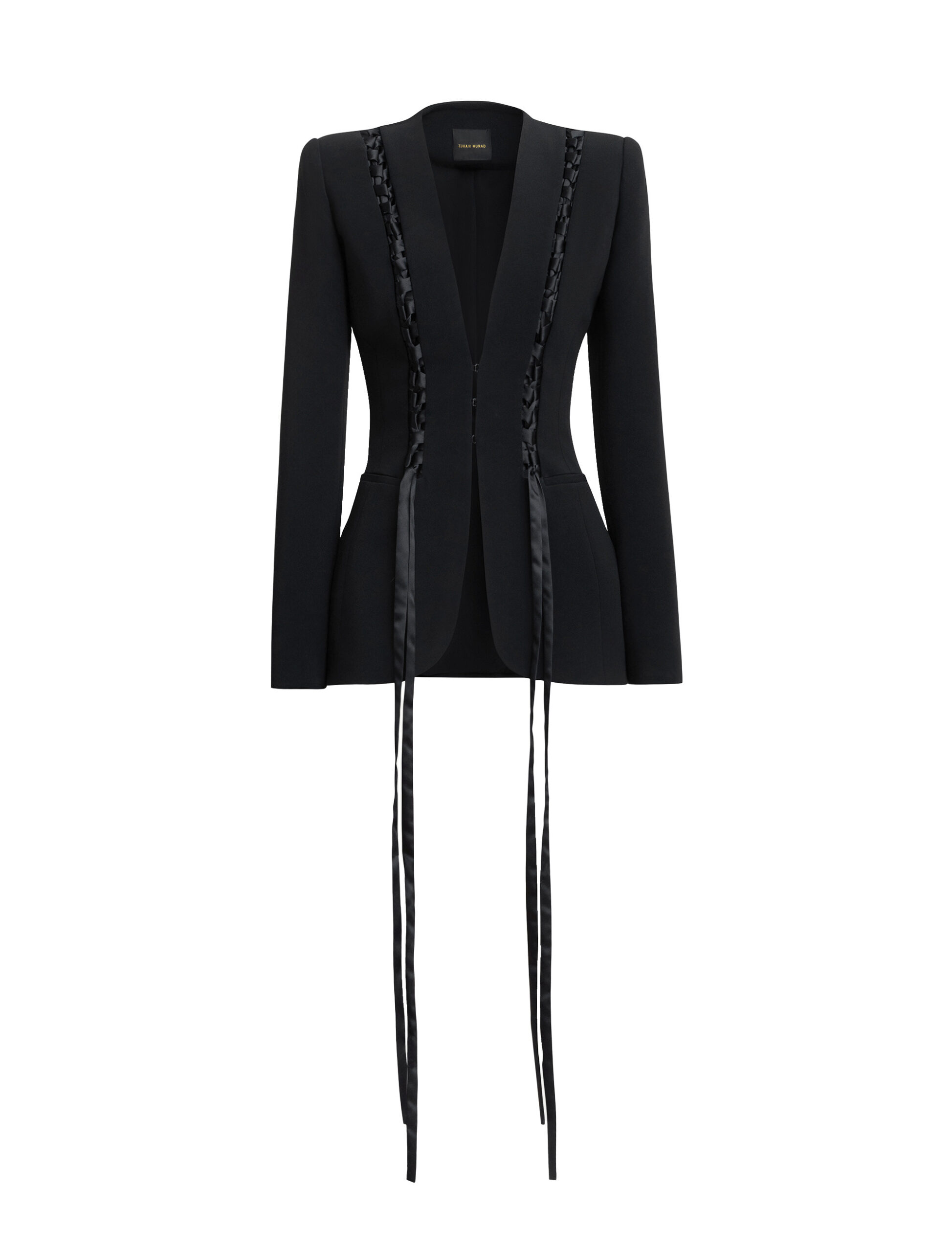 Zuhair Murad Lace-Up Cady Jacket in Black Zuhair Murad Lace-Up Cady Jacket in Black | Blazers | Coveti