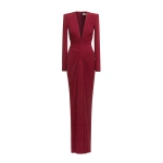Zuhair Murad Long-Sleeved Cady Dress in Tawny Port | Evening Gowns | Coveti