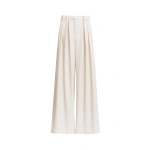 Zuhair Murad Wide-Leg Wool Trousers in Eggnog | Wide-Leg Pants | Coveti