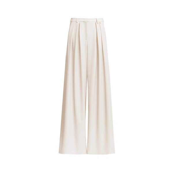 Wide-Leg Wool Trousers in Eggnog