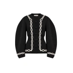 Destree Adrian Wool Knit Jacket in Black and White | Cardigans | Coveti