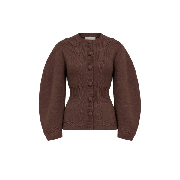 Adrian Wool Knit Jacket in Brown