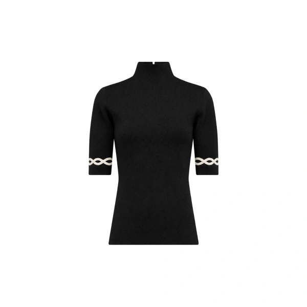 Agathe Wool Knit Top in Black and White