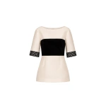 Destree Amina Smart Lace Cotton Top in Black and White | Long Sleeve Tops | Coveti
