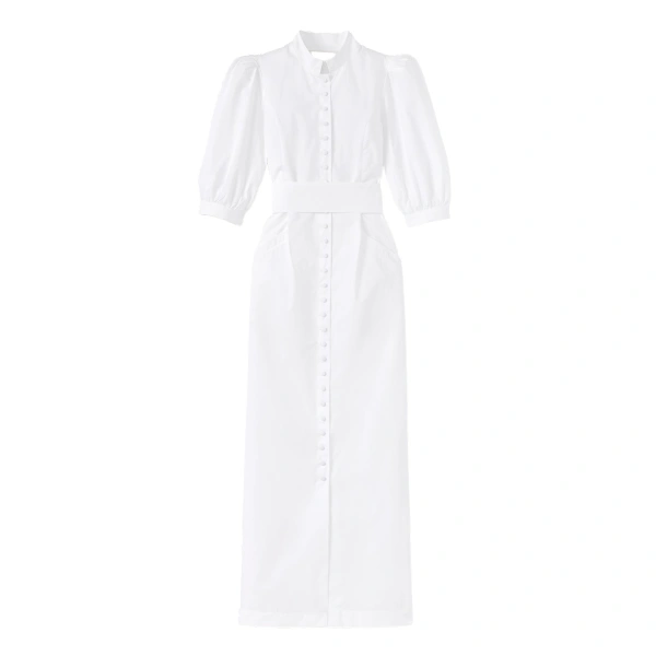 Amoako Cotton Puff-Sleeve Maxi Dress in White