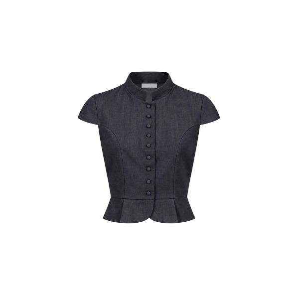 Amoako Denim Cropped Top in Dark Blue