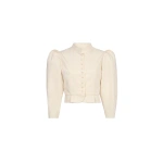 Destree Amoako Denim Puff-Sleeve Jacket in Ecru | Denim Jackets | Coveti