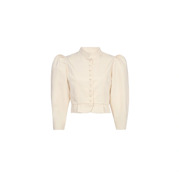 Amoako Denim Puff-Sleeve Jacket in Ecru