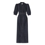 Destree Amoako Denim Puff-Sleeve Maxi Dress in Dark Blue | Maxi Dresses | Coveti
