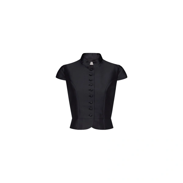 Amoako Satin Cropped Top in Black