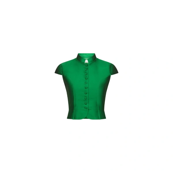 Amoako Satin Cropped Top in Green