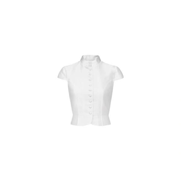 Amoako Satin Cropped Top in White