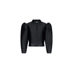 Destree Amoako Satin Puff-Sleeve Jacket in Black | Blazers | Coveti