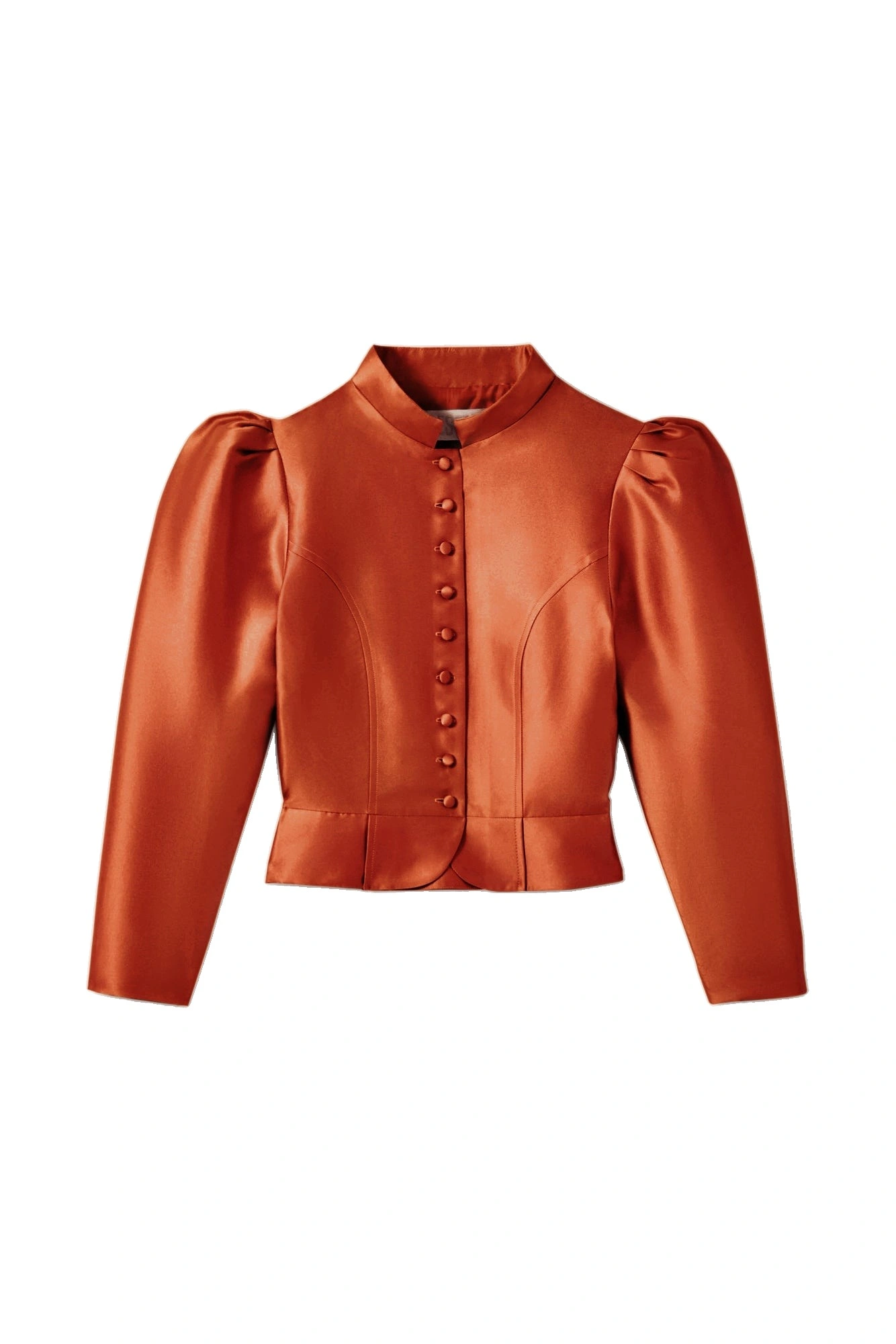 Destree Amoako Satin Puff-Sleeve Jacket in Terracotta Destree Amoako Satin Puff-Sleeve Jacket in Terracotta | Blazers | Coveti