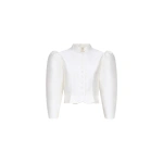 Destree Amoako Satin Puff-Sleeve Jacket in White | Blazers | Coveti