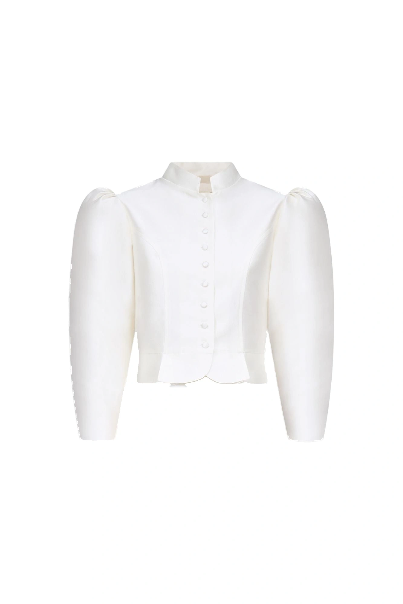Destree Amoako Satin Puff-Sleeve Jacket in White Destree Amoako Satin Puff-Sleeve Jacket in White | Blazers | Coveti