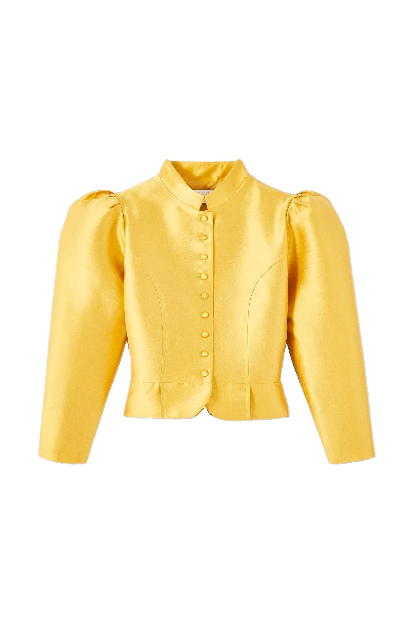 Destree Amoako Satin Puff-Sleeve Jacket in Yellow Destree Amoako Satin Puff-Sleeve Jacket in Yellow | Blazers | Coveti