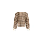 Destree Calo Checked Top in Camel | Long Sleeve Tops | Coveti