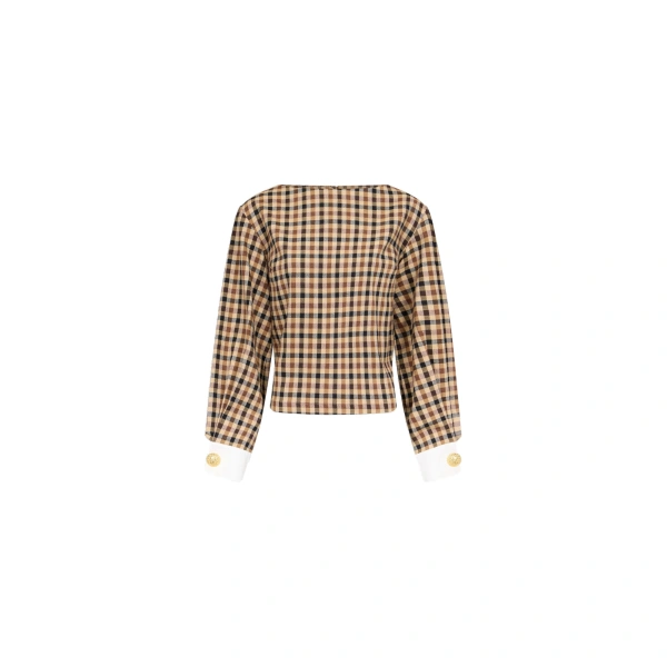 Calo Checked Top in Camel