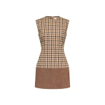 Destree Carole Checked Sleeveless Dress in Camel | Midi Dresses | Coveti