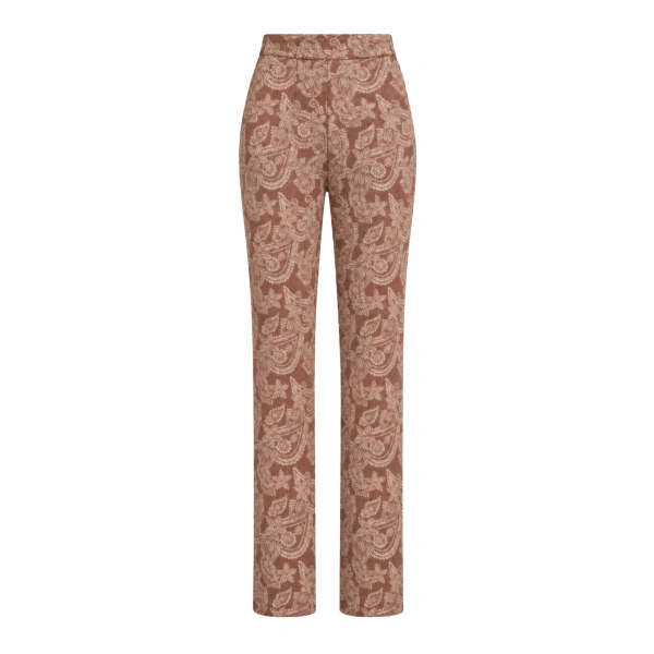 Celine Paisley Straight-Leg Trousers in Brown