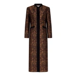 Destree Eden Garden Floral Jacquard Long Coat in Black and Rust | Wool & Cashmere Coats | Coveti