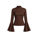 Destree Elvira Snake Cotton Top in Dark Brown | Long Sleeve Tops | Coveti